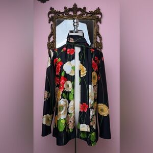 Vintage 70s Anne Fogarty Collectors Items Floral Open Long Sleeve Cardigan Scarf
